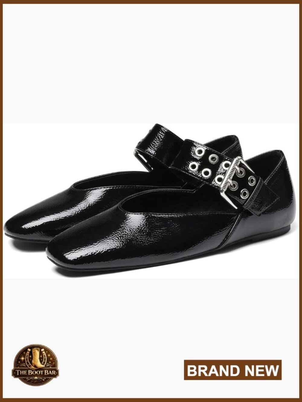 Women's Square Toe Ballet Flats Buckle Strap Mary Jane Shoes Comfortable Dressy